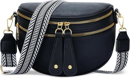 KKXIU Crossbody Sling Bag for Women Trendy Fanny Pack Vegan Leather Chest Bag | Trendy