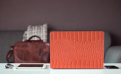 KEROM Compatible for Crocodile MacBook Pro 13 Inch Case 2025-2016 M2 M1 A2338 A2289 A2251 A2159 A1989 A1706 A1708, Textured Aligator Skin Snakeskin PU Leather Hardshell & Keyboard Cover, Orange
