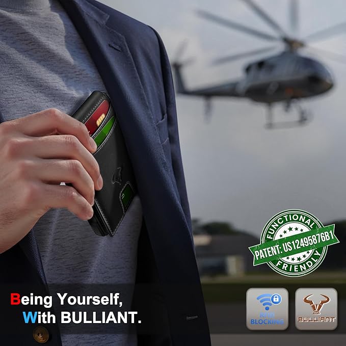 BULLIANT Men Wallet, Metal Wallet Money Clip Magnetic Flip Top Grain Leather 13 Cards Pop-up Access Simplifed Bill Folder