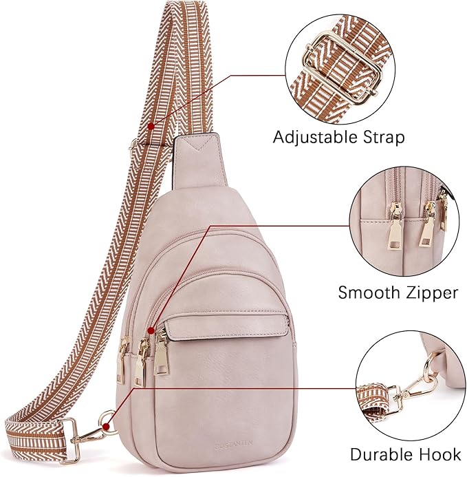 BOSTANTEN Small Sling Bag for Women Leather Crossbody Bags Fanny Pack Chest Bag for Travel