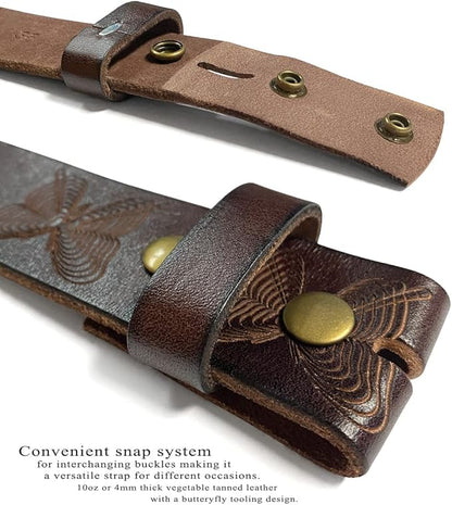 Genuine Full Grain Western Engraved Tooled Leather Strap or Belt 1-1/2" Wide