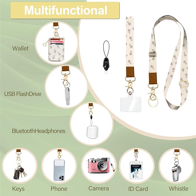 Cut Floral Lanyard for Id Badges,Leather with ID Badge Holder Wallet,Slim Credit Card Holder with Zipper Pocket Phone Lanyard Wallet for Women,Office,School,Teachers,Nurses