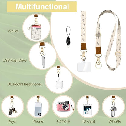Cut Floral Lanyard for Id Badges,Leather with ID Badge Holder Wallet,Slim Credit Card Holder with Zipper Pocket Phone Lanyard Wallet for Women,Office,School,Teachers,Nurses