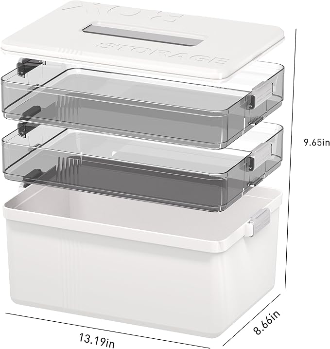 Citylife 3-Tier Medicine Organizer with Handle，Portable Medicine Cabinet First Aid Kit，Multi-Purpose Organizer for Family First Aid