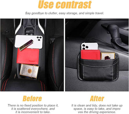 Moly Magnolia Car Seat Side Pocket Organizer, American Flag PU Leather Storage Bag, Pen Phone Holder Tray Pouch Seat Gap Filler, Interior Accessories for Auto Door Window Console (MultiColor/Flag)