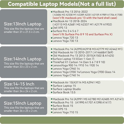 PU Leather Laptop Sleeve Compatible with 15.3 inch MacBook Air 2023 2024, Surface Book 13.5, Surface Laptop Studio - Beige
