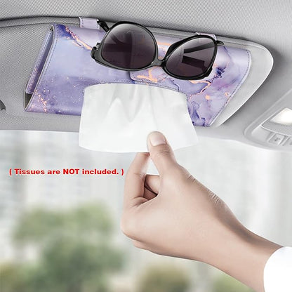CaseBot Car Visor Tissue Holder, Sun Visor Napkin Holder, Mask Holder, PU Leather Backseat Tissue Box for Truck SUV, Lilac Marble