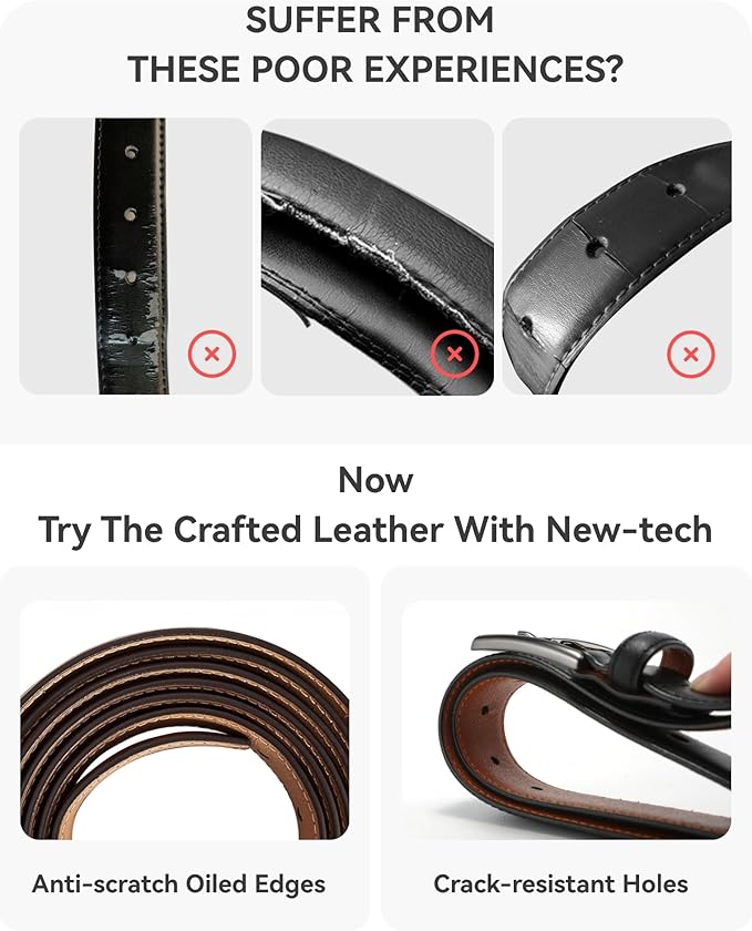 CHAOREN Mens Belt Leather - 1 3/8" Dress Belts for Men - Considerate Gift for Work Business Casual Jeans