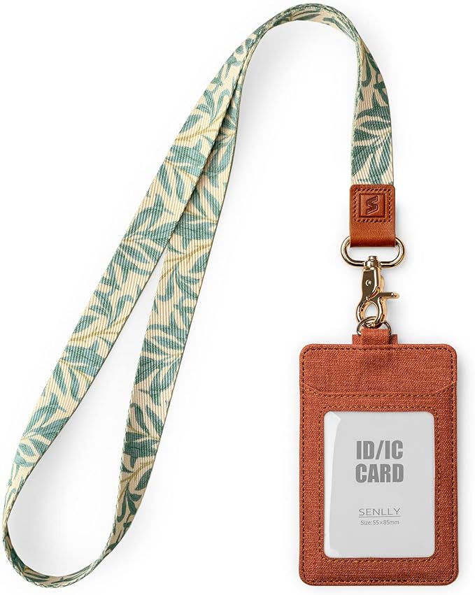 SENLLY ID Badge Holder Gift with Cute Neck Lanyard Strap, 2 Card Slots and 1 Clear ID Window, for Women and Men