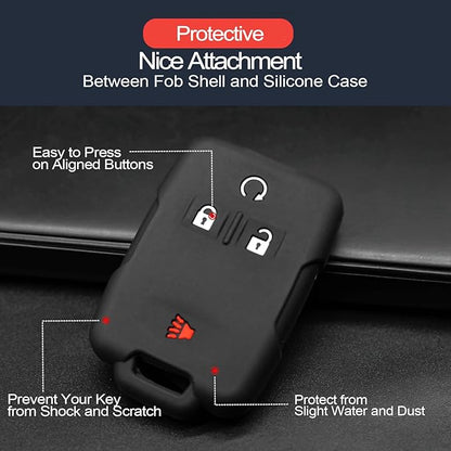2pcs Compatible with Chevy Chevrolet Silverado Colorado Suburban Tahoe Avalanche Equinox Traverse GMC Canyon Yukon XL Sierra 1500 2500 3500 HD Terrain Acadia Key FOB Cover Case Keychain Holder