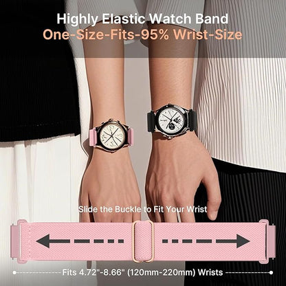 Fullmosa Watch Bands 20mm Nylon Elastic Stretchy Band, Water-resistant Quick Release Soft Adjustable Strap for Garmin Samsung Galaxy Amazfit Women Men (Peppermint/Pink/Pistachios/Coral)