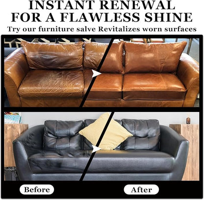 KUNAL 2 PCS Furniture Salve for Leather with Brush, 4Oz Furniture Salve for Wood Restoring, Couch Repair Car Seats & Shoes, New Upgraded Leather Polisher and Conditioner