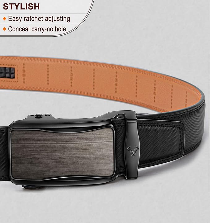 BULLIANT Men's Ratchet Belt Nontrimmable-Click Belt Adjustable for Men Gift Lightweight 1 3/8"