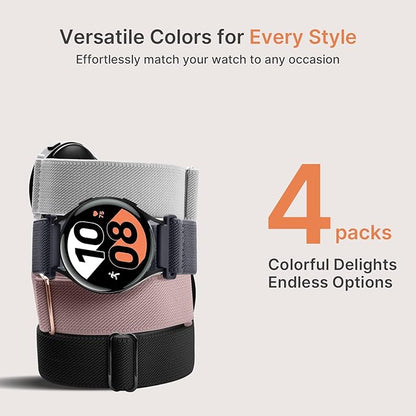 Fullmosa Watch Bands 22mm Nylon Elastic Stretchy Band, Water-resistant Quick Release Soft Adjustable Strap for Garmin Samsung Galaxy Amazfit Women Men (Peppermint/Pink/Pistachios/Coral)