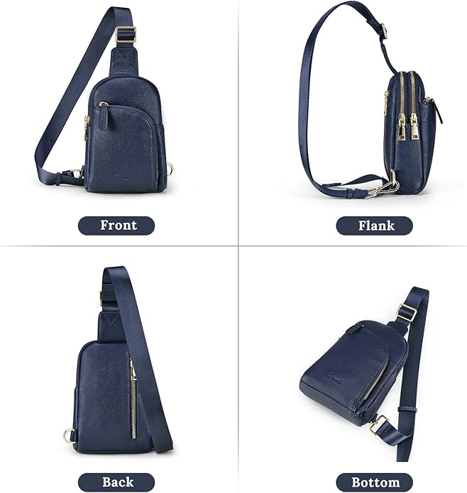 S-ZONE Genuine Leather RFID Blocking Small Sling Bag Women Crossbody Fanny Packs