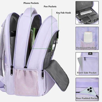 MATEIN Laptop Backpack for Girls, 15.6 Inch College School Backpack for Women, Water Resistant Durble Slim Students Bookbag Casual Daypack Travel Computer Nurse Work Bag Gift