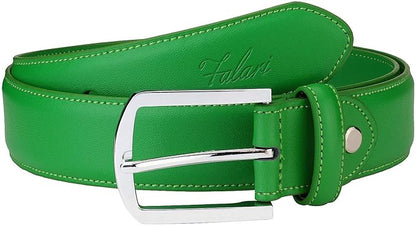 Falari Men Genuine Leather Casual Dress Belt With Single Prong Buckle, Classic Style Belt