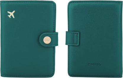 ZOPPEN Passport Holder Women, Passport Cover Travel Wallet Rfid Blocking Passport Wallet Cover Case Travel Essentials Document Organizer, Tea Green