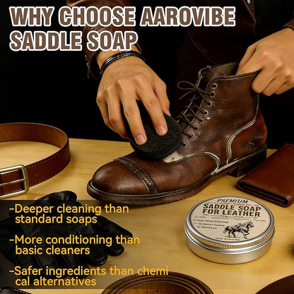 Saddle Soap for Leather with Sponge, All-Natural Leather Cleaner and Conditioner kit to Clean, Condition, Protect & Waterproof, Boots, Bags, Shoes, Furniture, Car & Jackets (4.23 oz)