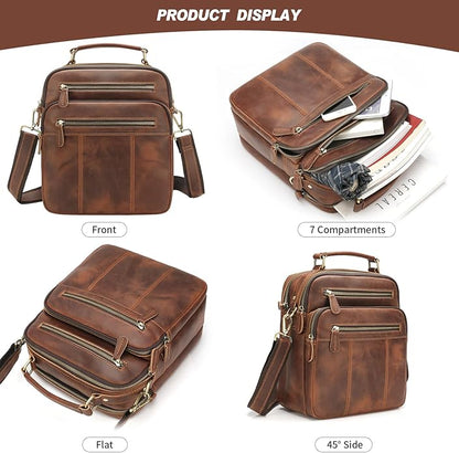 Jack&Chris Leather Messenger Bag for Men, Man Purse Crossbody Bags for Work Business