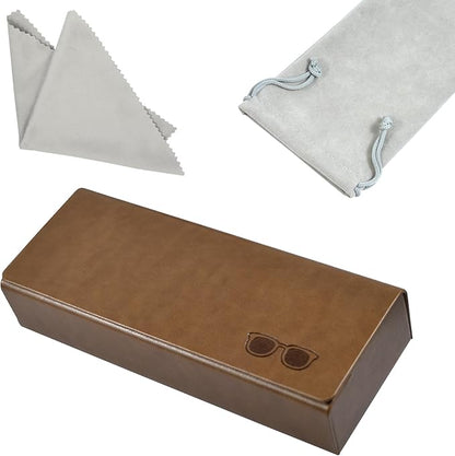 Glasses Case hard shell,3-in-1 Sunglasses Case & Eyeglass Case with Cleaning Cloth & Storage Pouch