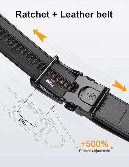 JUKMO 1.5" (38mm) Leather Ratchet Belt for Men in Gift Box