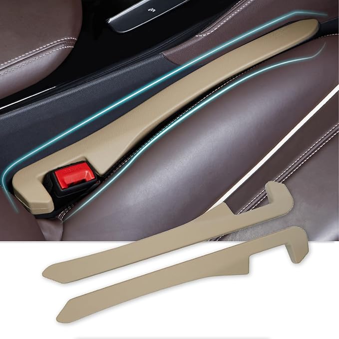 Car Seat Gap Filler Set of 2, Car Accessories Interior Organizer, Seat Gap Plug Fit Sedan SUV Truck, Beige