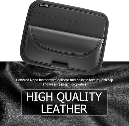 Shakas Car Sun Visor Organizer, Multifunctional Multi-Pocket Sunglasses Card Holder Pen Document Holder, Leather Anti-Scratch Protection Visor Storage Bag for Most Cars Trucks SUVs, Black