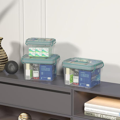 Covetree 2-Pack Clear Plastic Medicine Storage Organizer & First Aid Box – Multi-Layer Medicine Storage Box, Durable Medicine Organizer, Clear Medicine Storage Box for Home, Office & Travel