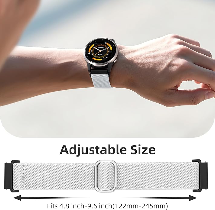 DaQin 3 Pack Nylon Watch Bands Compatible with 16mm 18mm 20mm 22mm Quick Release Watch Band, Adjustable Soft Stretchy Solo Loop Strap Elastic Braided Relacement Wristband for Men Women