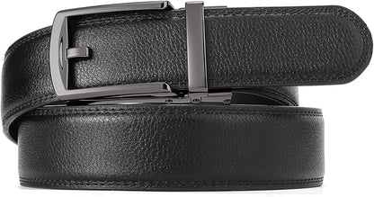 GAEKEAO Ratchet Belt for Men Genuine Leather 1 3/8" - Micro-Adjust Buckle Trim to Fit Dress Belt Casual to Formal Gift Boxed