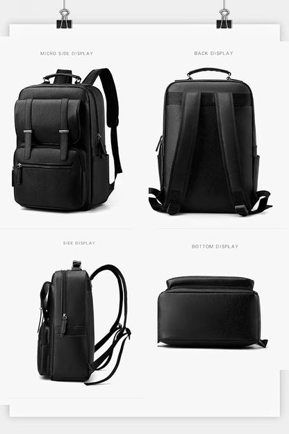 Business Men and Women PU Leather Backpack 15.6inch Laptop Waterproof Backpack Travel Commuter Lightweight schoolbag (Brown backpack5,Large)
