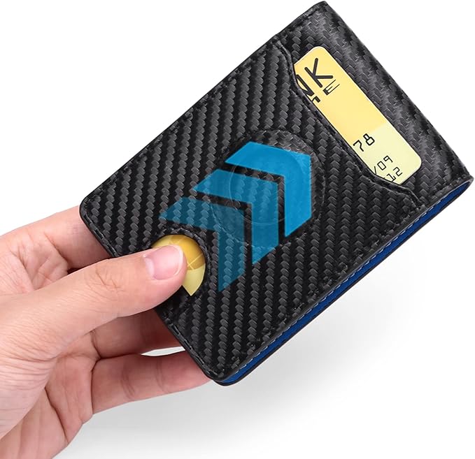 RFID Blocking Bifold Wallet for Men Minimalist Front Pocket Wallets Credit Card Holder with 5 Card Slots, ID Window
