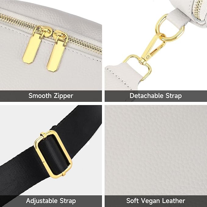 GAEKEAO Crossbody Bags for Women Fashion Sling Purse Fanny Pack Leather Belt Bum Bag Chest Shoulder Bag for Travel Beige
