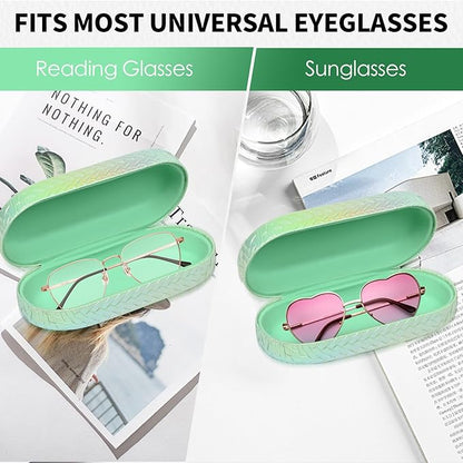 Hard Shell Leather Sunglasses Case,4 PACK Large Eyeglasses Case for Women Men