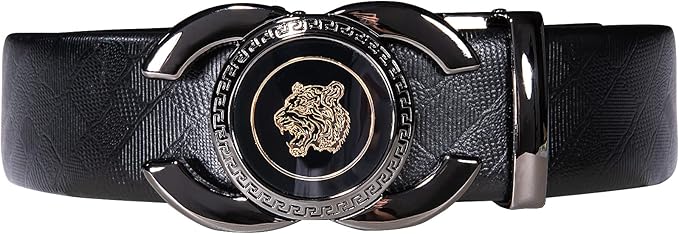 Dubulle Designer Ratchet Belt for Men Leather Fashion Adjustable Automatic Buckle Sliding Removable Dress Casual