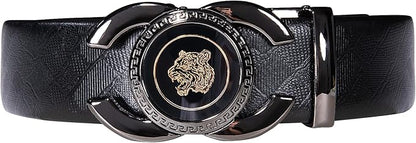 Dubulle Designer Ratchet Belt for Men Leather Fashion Adjustable Automatic Buckle Sliding Removable Dress Casual