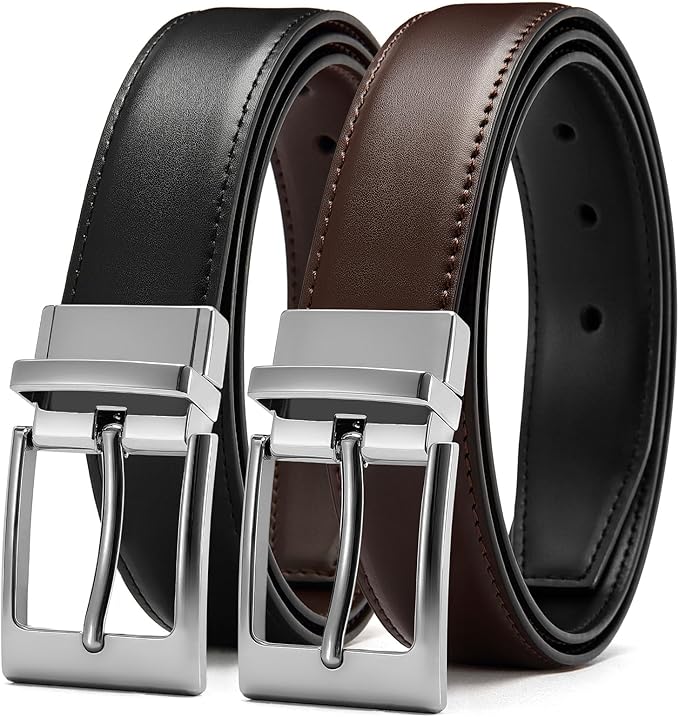 CHAOREN Reversible Belt Men 1 Piece - 1.25" Leather Dress Belt - Trim to Fit for Elegant Style