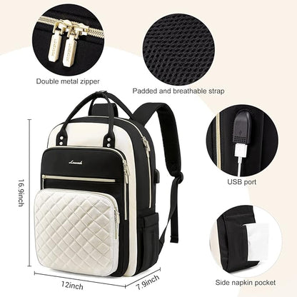 LOVEVOOK Laptop Backpack for Women, Water Resistant Travel Work Backpacks Purse Stylish College Business Teacher Nurse Computer Bag with USB Charging Port, Fits 15.6" Laptop
