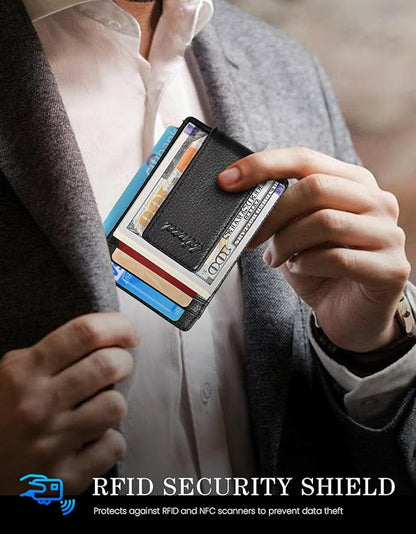 kinzd Money Clip, Front Pocket Wallet, Leather RFID Blocking Strong Magnet thin Wallet | RFID Blocking, Strong Magnet, thin