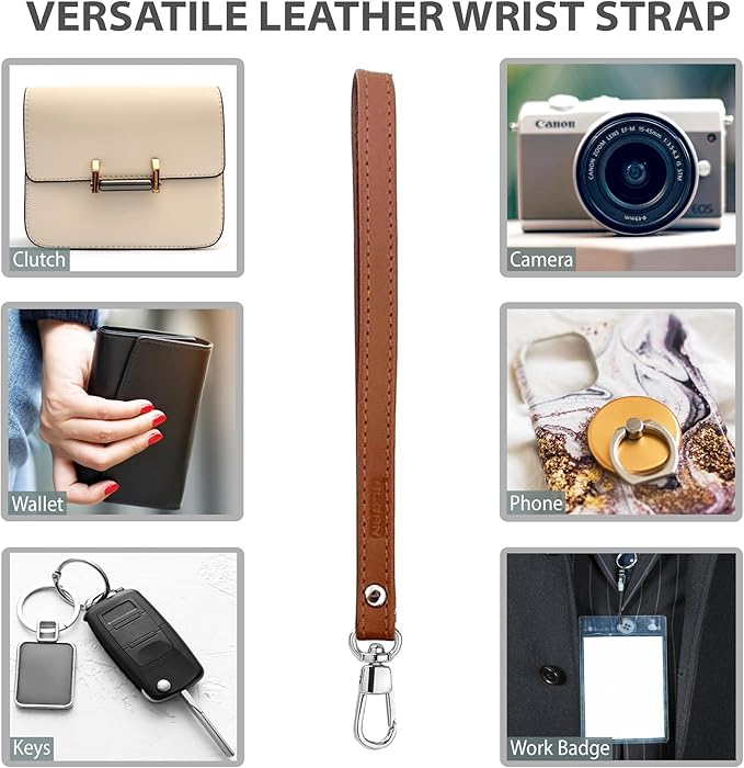 Alban Leather Wrist Strap for Wallet, Clutch, Keys, Wristlet Purse, Keychain for Women and Men