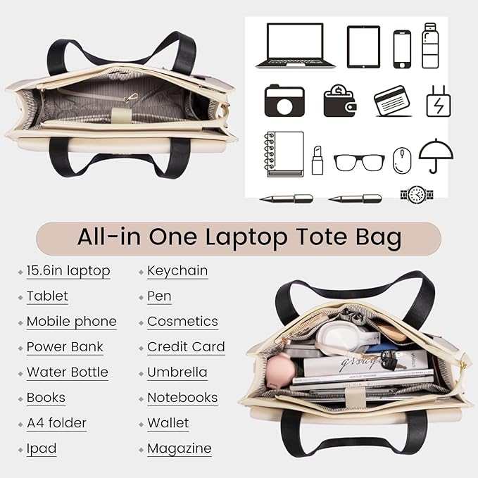 LOVEVOOK Laptop Bag for Women 17.3 Inch Laptop Tote Work Bags Professional Leather Computer Briefcase Waterproof Handbag Shoulder Large Capacity Business Teacher Office Crossbody Purse