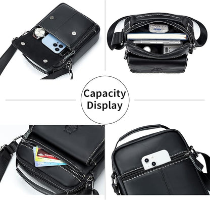Small Leather Messenger Bag for Men, Man Bag Crossbody, Men's Shoulder Bags Leather Man Purse Handbag