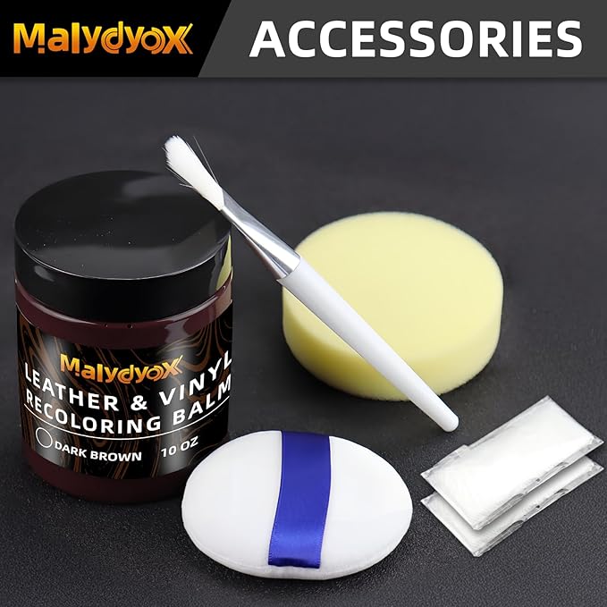Malydyox Leather Recoloring Balm, 10 oz Leather Color Restorer Conditioner, Leather Color Repair Patch, Leather Restorer for Couches, Leather Color Repair Kits for Furniture, Sofa (Dark Brown)