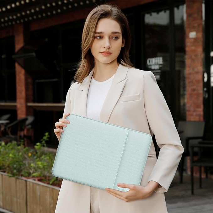 MOSISO Laptop Case 15 inch, 15 inch Laptop Sleeve Compatible with MacBook Air M5 A3448 M4 A3241 M3 A3114 M2 A2941 2026-2023, Dell XPS, Polyester Vertical Computer Sleeve Bag with Pocket, Mint Green