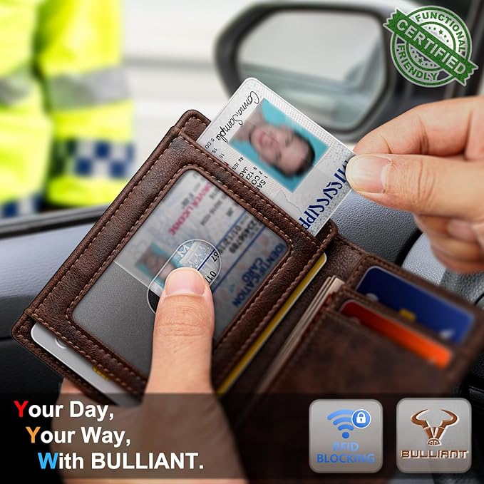 BULLIANT Slim Wallet For Men 12Cards,Magnetic Flip Build-in Money Clip Airtag Compatible-RFID Blocking
