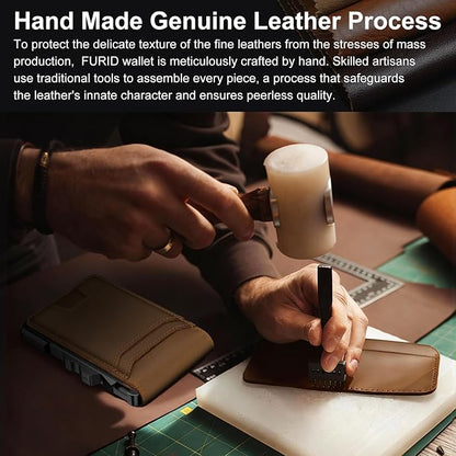 furid Genuine Leather Wallet for Men: Slim RFID Minimalist Wallets with Money Clip - Smart Pop Up Credit Card Holder for Front Pocket - Gifts for Husband Father on Birthday Anniversary