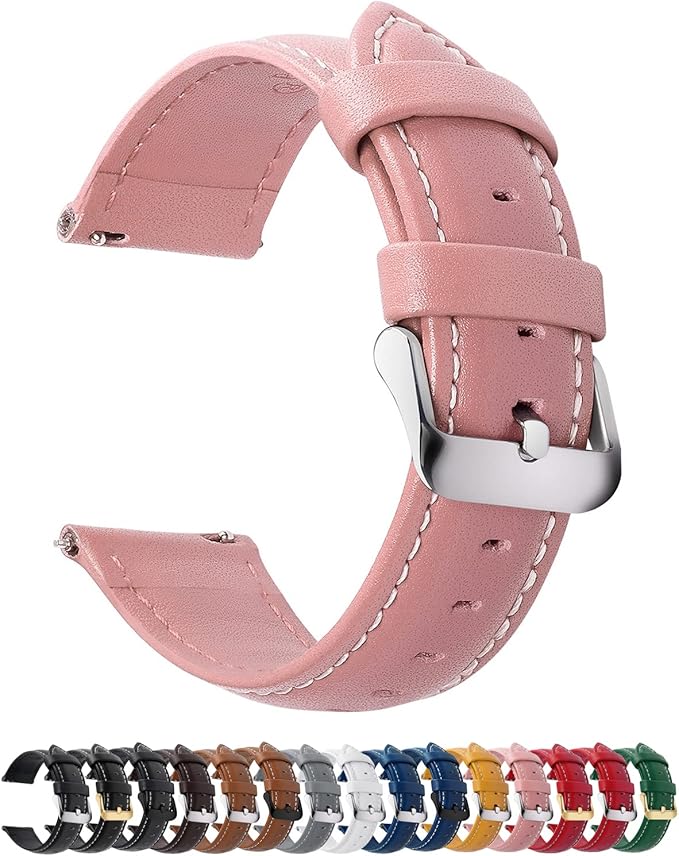 Fullmosa Watch Band, Quick Release Leather Watch Strap for Men Women, Replacement Bands Width 12mm 14mm 16mm 18mm 19mm 20mm 21mm 22mm 24mm