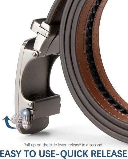 BOSTANTEN Mens Belt Leather Ratchet Belt For Men Dress and Casual with Adjustable Buckle, Trim to Fit