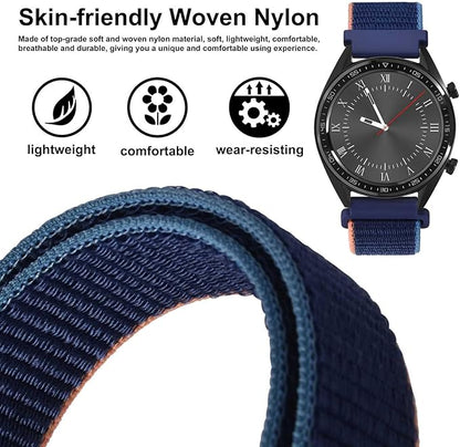 WOCCI 19mm Adjustable Nylon Watch Band, Quick Release Sport Loop Strap (Navy Blue)
